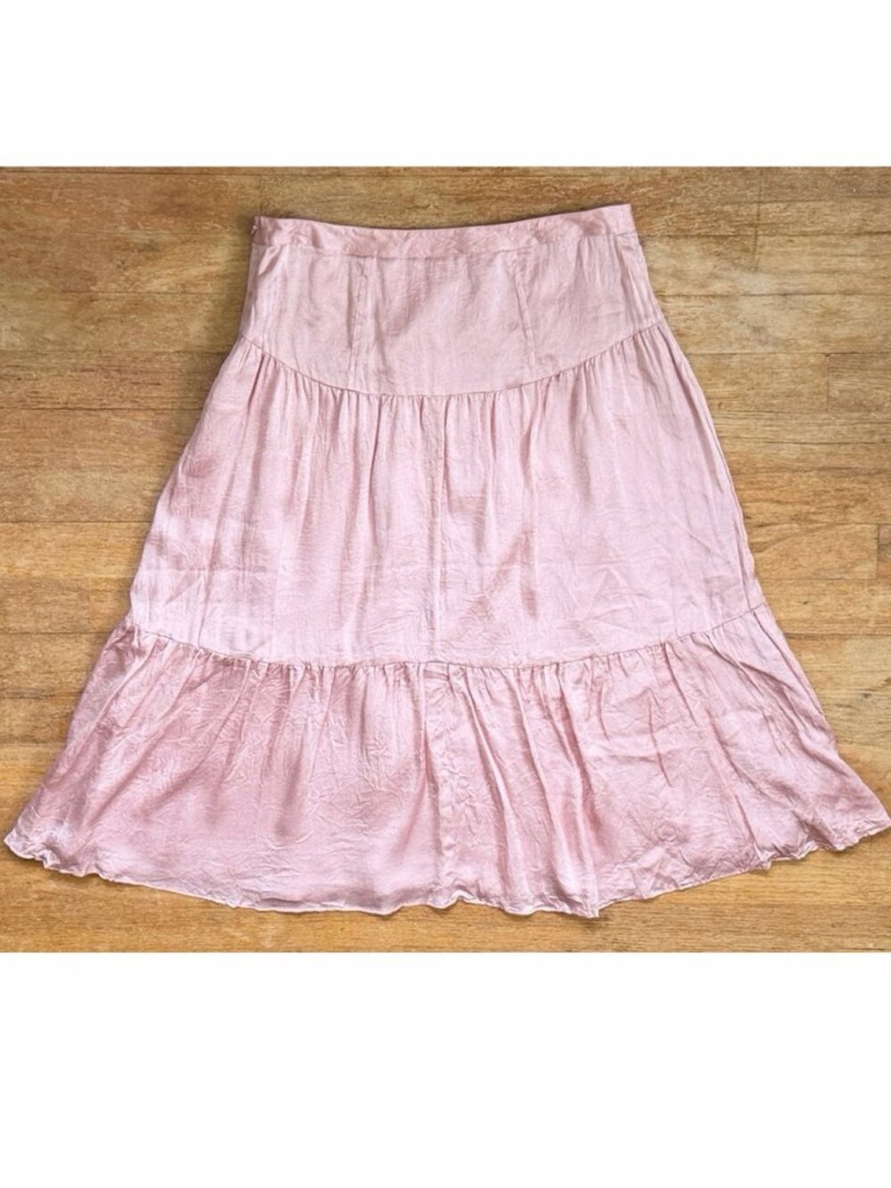 Vintage Pink Silk Tiered Skirt Size XS 2 Low Rise 29" Waist Y2K Banana Republic